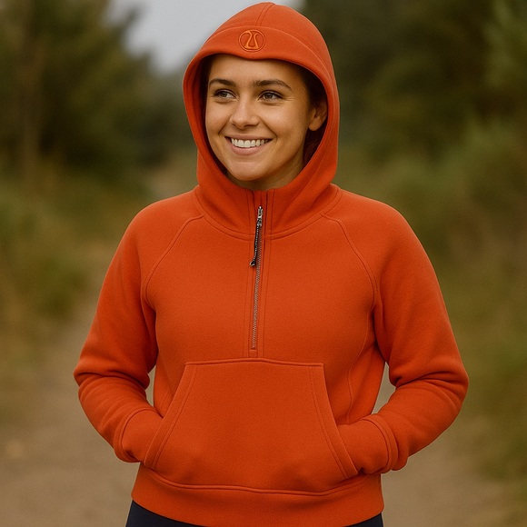 Lululemon Scuba Half-Zip Hoodie Orange Women’s Size XL/XXL Athleisure Sweatshirt - Picture 1 of 11